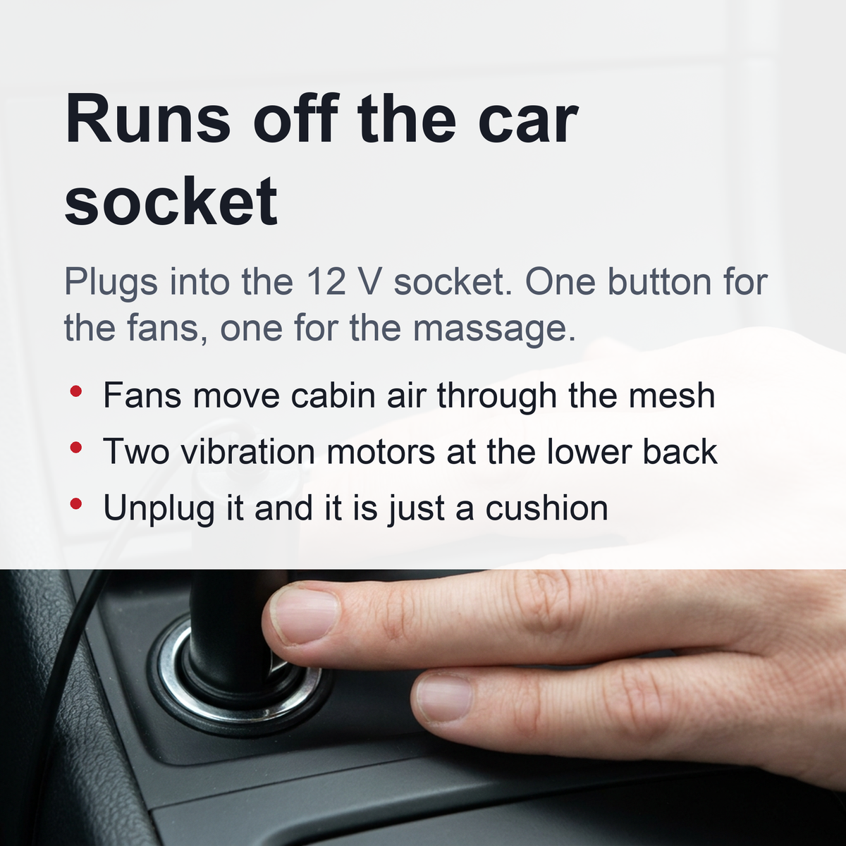 Ventilated Car Seat Cushion - 12V Fan Cooling with Lumbar Massage