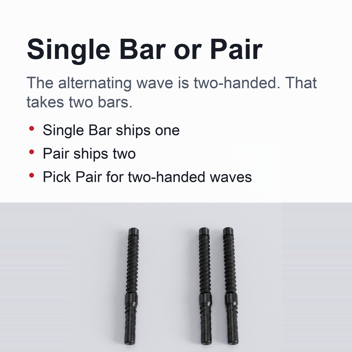 Cordless Battle Rope Bar — Coil-Spring Training Stick for Battle Rope Waves, No Rope and No Anchor, Single or Pair