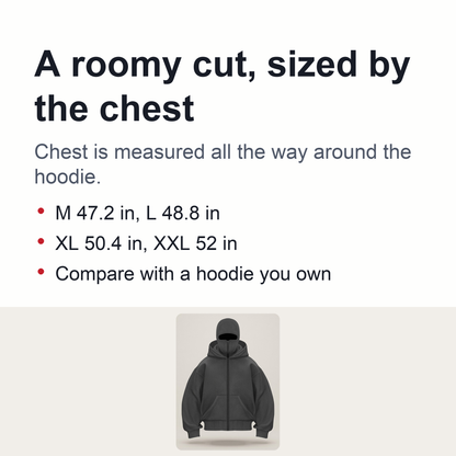 Men's Winter Balaclava Zip Hoodie – Warm Hooded Sweatshirt with Built-In Face Mask for Outdoor Adventures