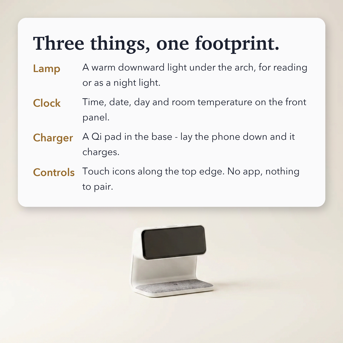 Creative 3-in-1 Bedside Lamp – Wireless Phone Charger & Smart Alarm with LCD Display for a Sleek, All-in-One Nightstand Upgrade