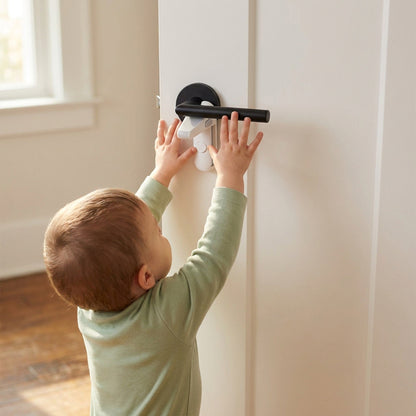Childproof Door Lever Lock – Baby Safety Door Handle Lock for Toddlers and Pets, Adhesive Mount, Single Lock