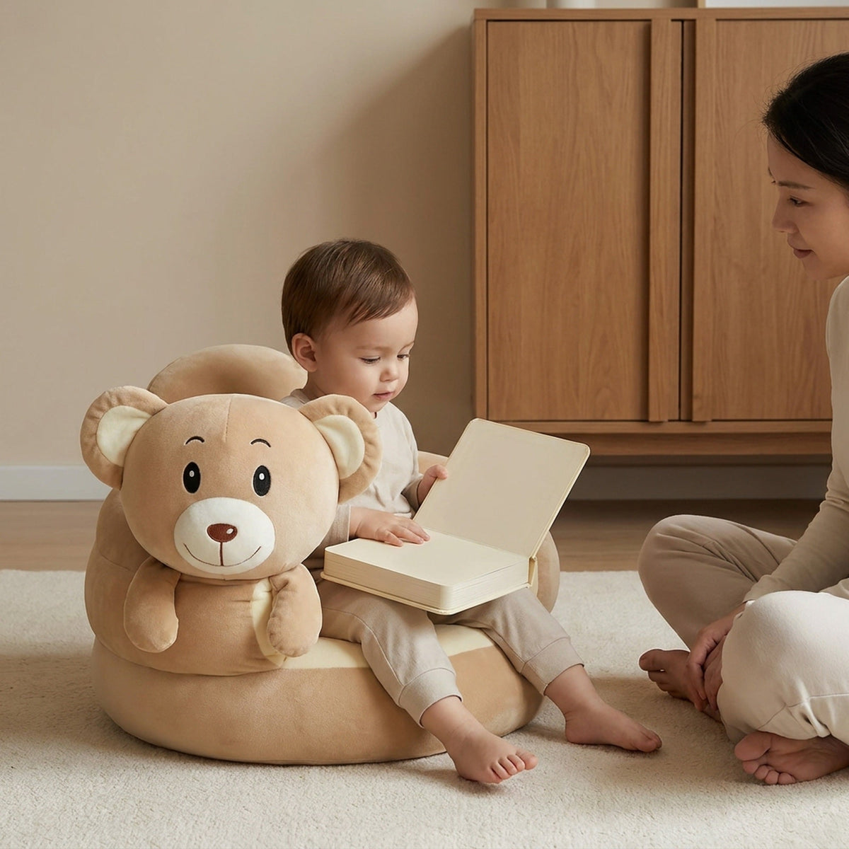 Plush Animal Floor Seat – Soft Foam Ring Cushion for Babies Who Already Sit Up