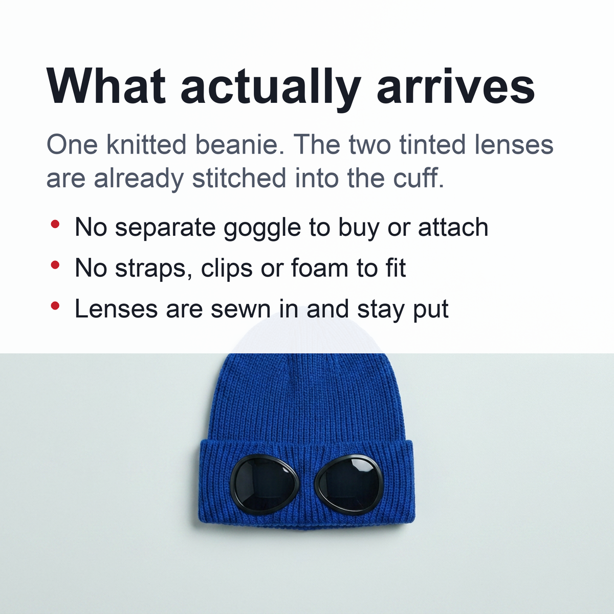 Warm Knitted Beanie With Goggle and Ear Protection – Insulated, Curled Edge, Perfect for Skiing and Winter Outdoor Adventures