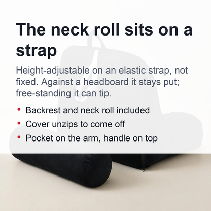 Backrest Pillow With Arms & Adjustable Headrest - Back Cushion With Detachable Neck Pillow Bed Reading Rest Backrest Chair Car Seat Sofa Waist Pad