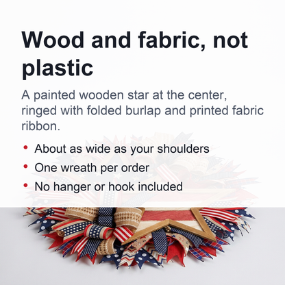 Fourth of July Patriotic Wreath – 17.7in Red White Blue Flag Garland for Front Door, Memorial Day Pride Wall Decor & Festive Independence Day Swag
