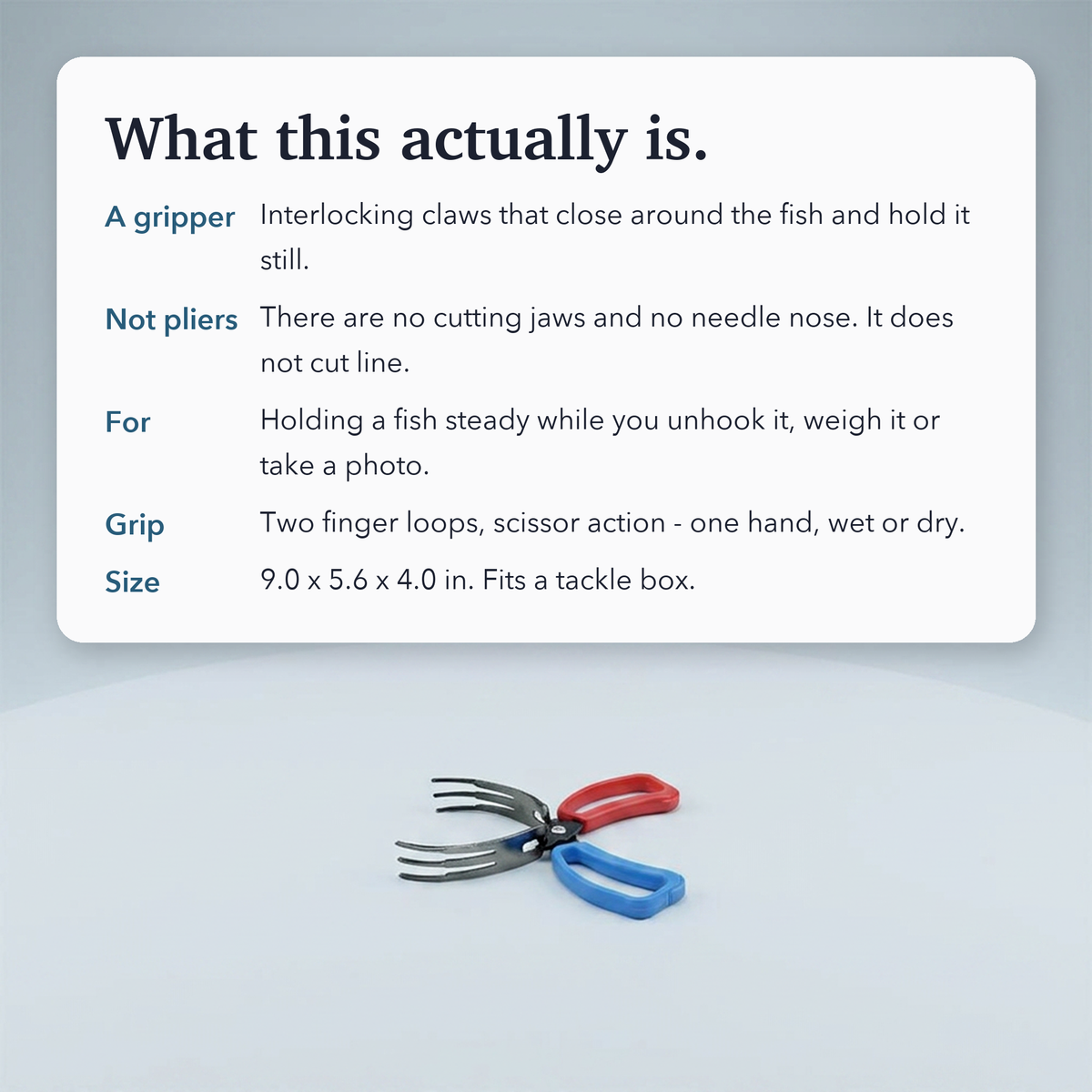 Fish Gripper – Steel Clamp Tool for Safe One-Handed Fish Handling