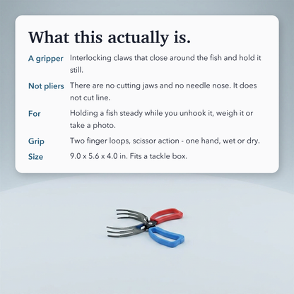 Fish Gripper – Steel Clamp Tool for Safe One-Handed Fish Handling