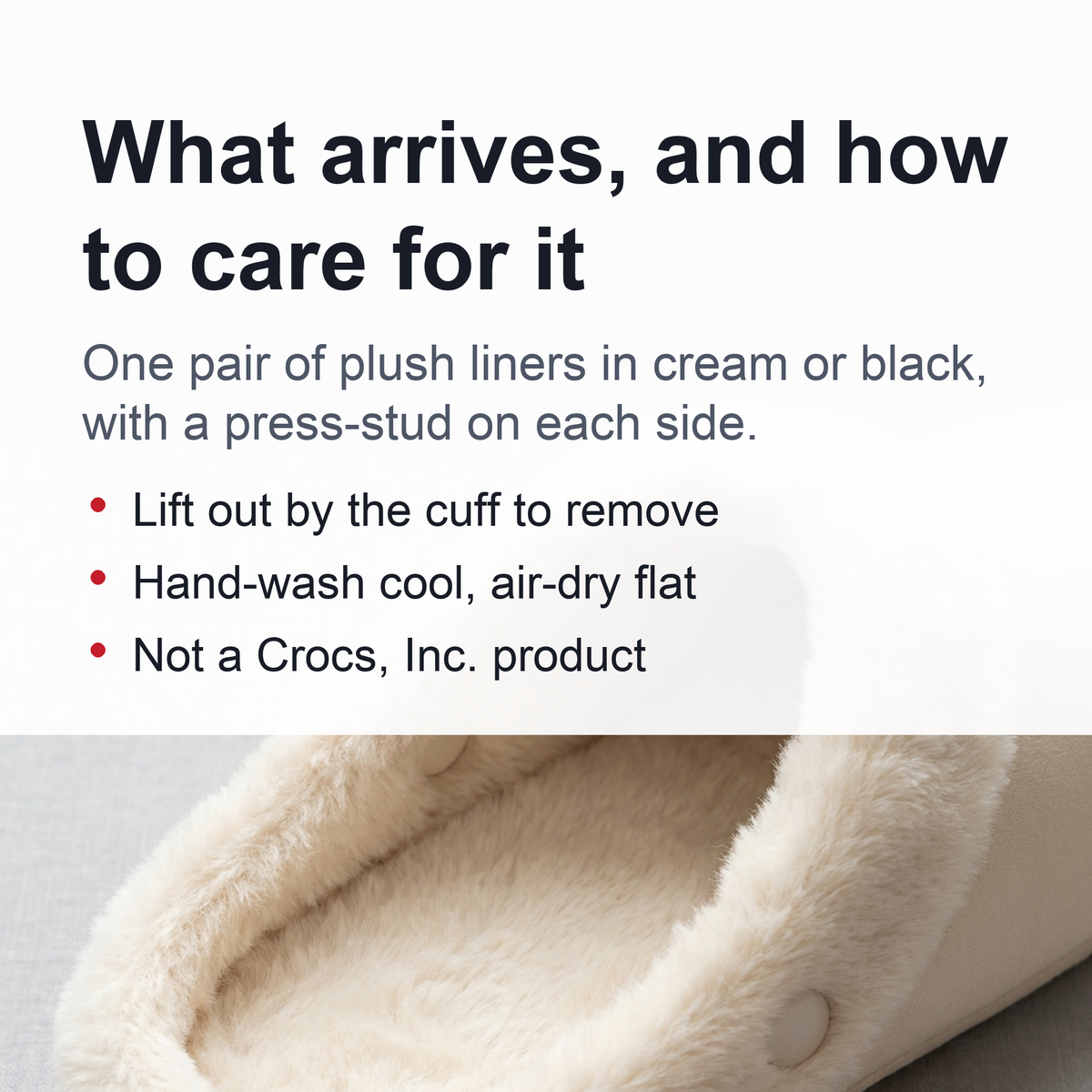 Plush Liners for Crocs and Similar Clogs – Removable Winter Inserts