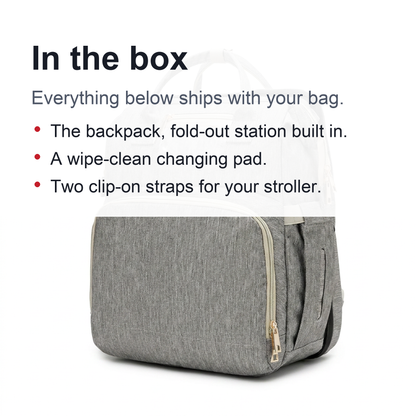 Fold-Out Diaper Bag Backpack — Opens Into a Changing Station