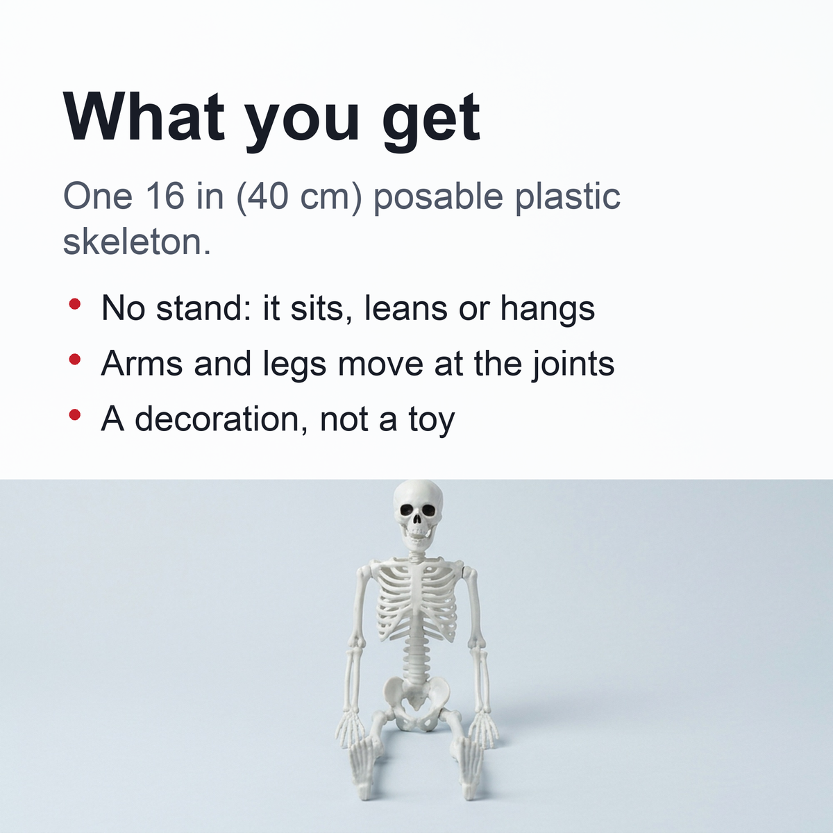 16 Inch Poseable Skeleton – Creepy Halloween Skeleton Decorations