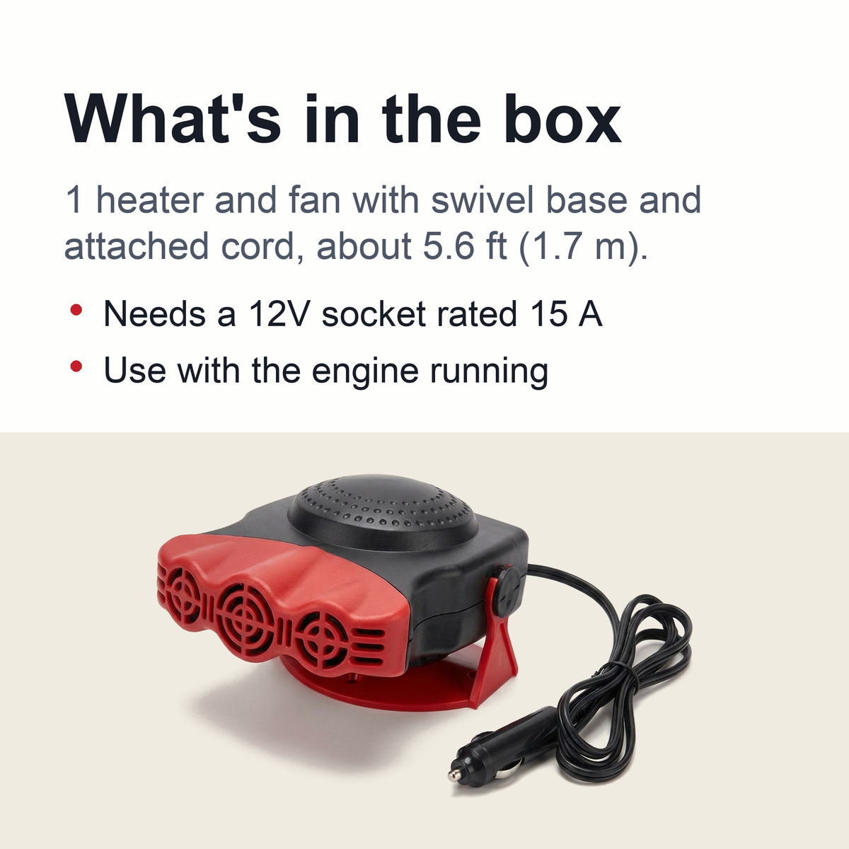 Portable Auto Car Heater Cooler Fan - 12 Volt Defroster Heater