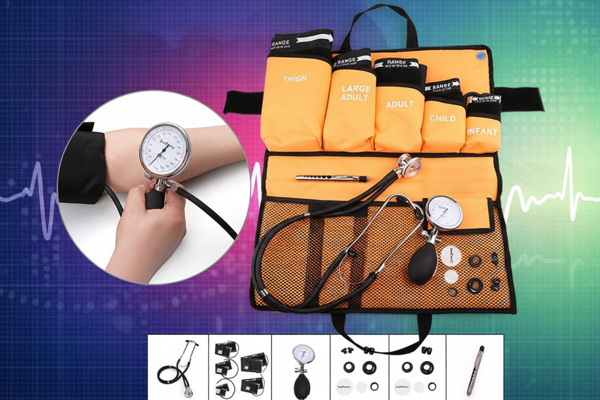 Manual Blood Pressure Monitor Kit – Aneroid Sphygmomanometer with Stethoscope and Multiple Cuff Sizes for All Ages