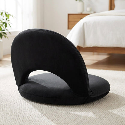Adjustable Black Lazy Sofa Chair – Foldable Floor Seat with Back & Lumbar Support for Meditation, Yoga, Gaming & Reading