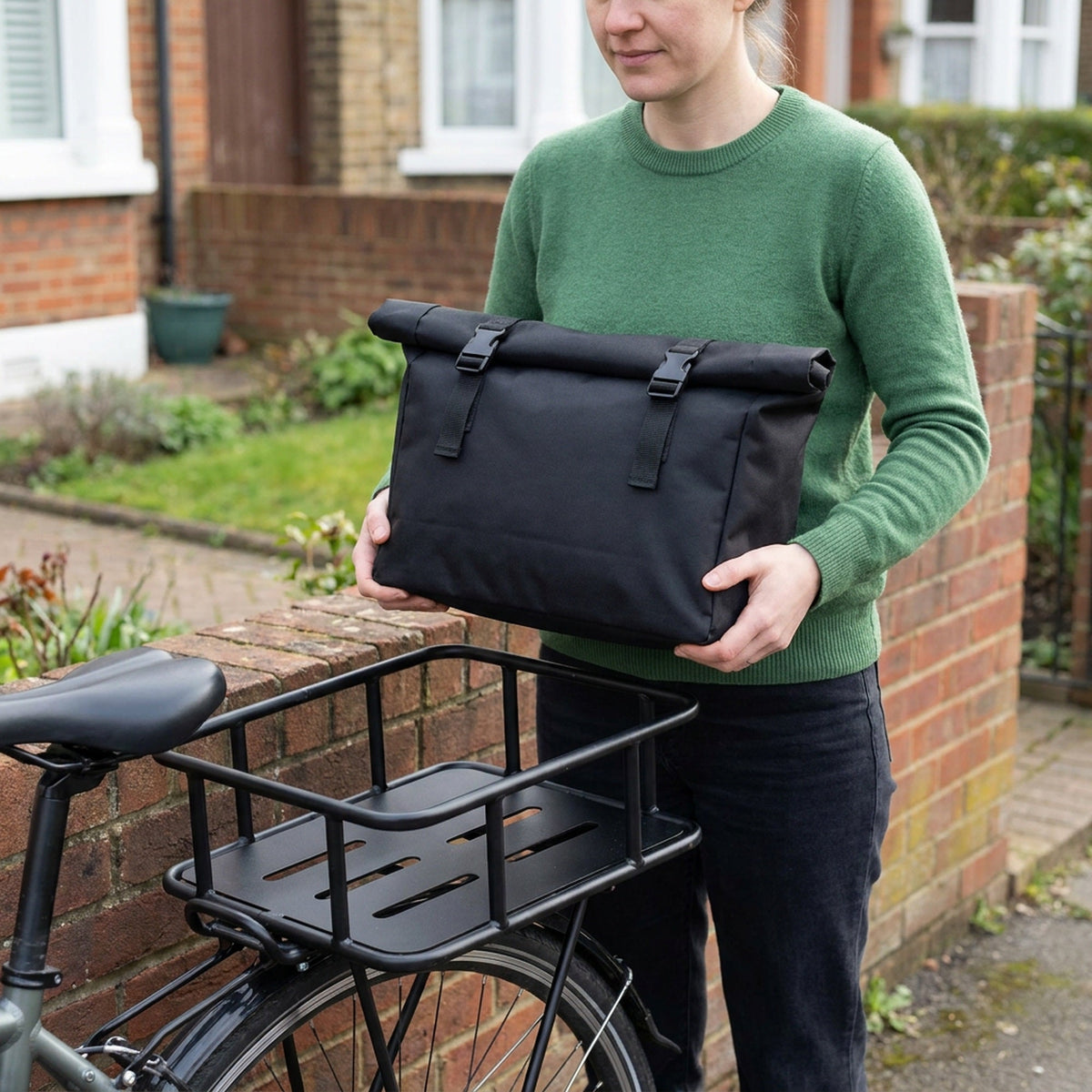 Heavy-Duty Rear Bike Basket with Rack – Large Metal Bicycle Carrier for Groceries, Commutes, and Electric Bike Storage