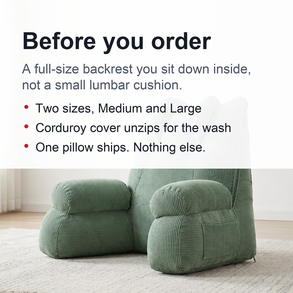 Pregnancy Backrest Pillow – Comfortable Lumbar Support Cushion for Reading, Nursing, Relaxation and Everyday Back Comfort