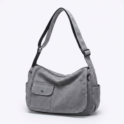 Casual Canvas Messenger Bag – Versatile Large-Capacity Flip Shoulder Book Bag for Students, Adjustable Unisex Crossbody Bag for School & Daily Use