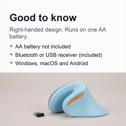 Ergonomic Vertical Mouse with Jiggler – Wireless Bluetooth & USB Dual-Mode Mouse for PC, Laptop, Mac & Windows