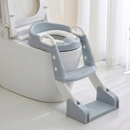 2-in-1 Toddler Toilet Ladder Seat and Floor Potty – Folding, with Removable Basin