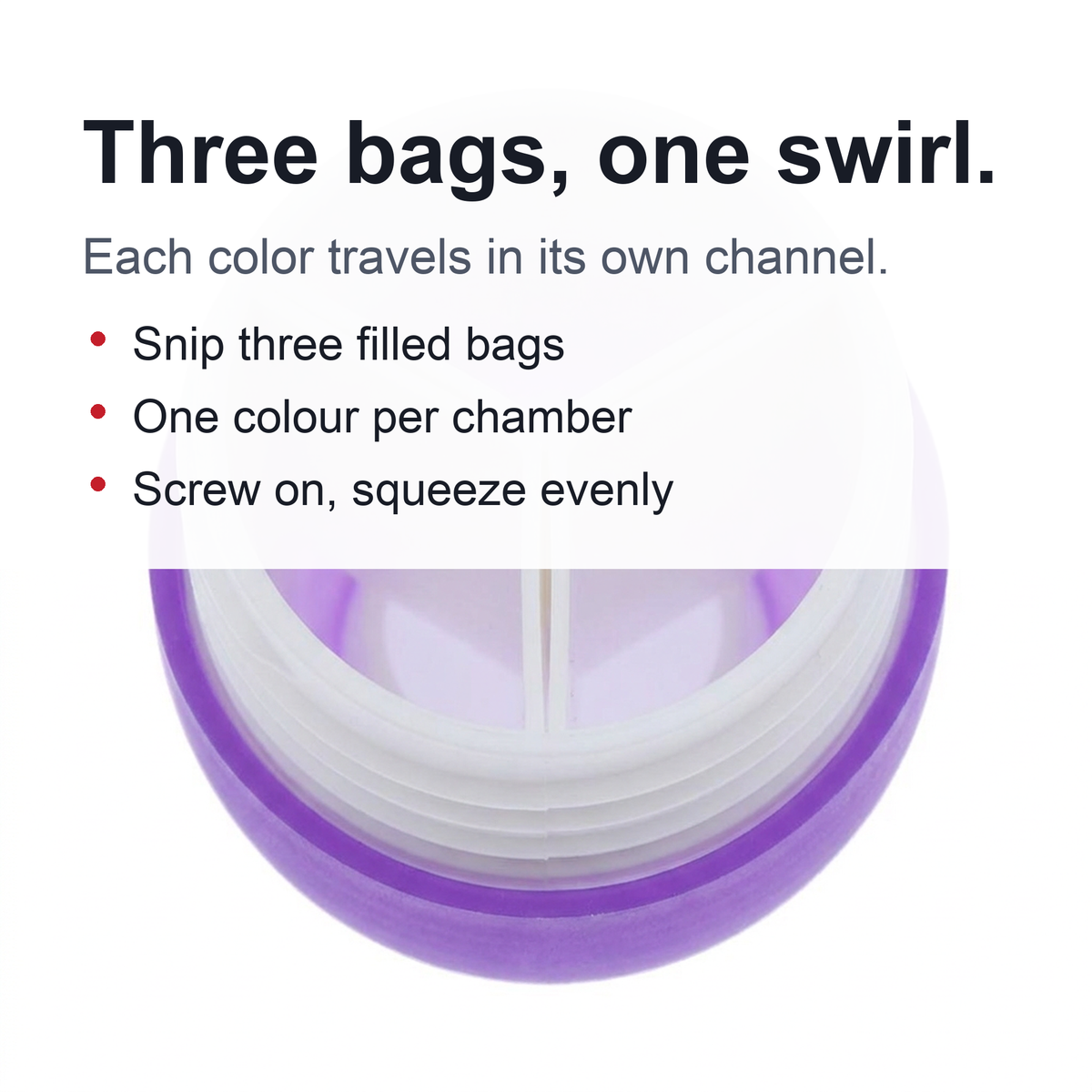 Tri-Color Piping Bag Coupler - 3-Chamber Icing Swirl Converter for Cakes and Cupcakes