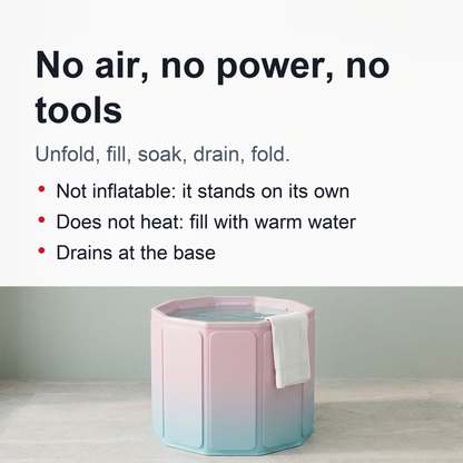 Portable Foldable Bathtub for Adults – Collapsible Soaking Tub for Small Bathrooms, No Power Needed