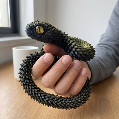 3D-Printed Articulated Snake - Posable Bush Viper Desk Fidget