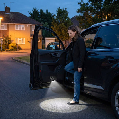 Wireless LED Car Door Projector Light – Stick-On Welcome Light with Crown Emblem