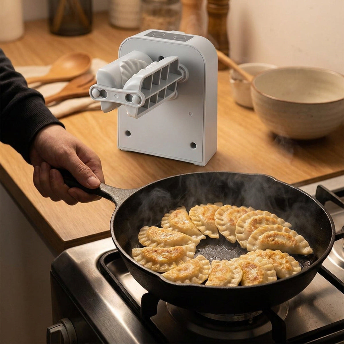 Electric Dumpling Maker – Automatic Press with 2 Auto Speeds and Manual Mode