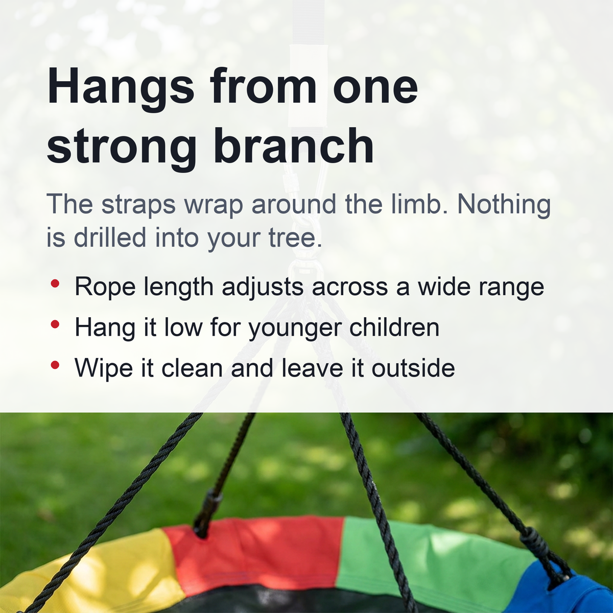 43-Inch Saucer Tree Swing for Kids – 360° Rotating Waterproof Nest Hammock Seat, Tree Straps and Swivel Included