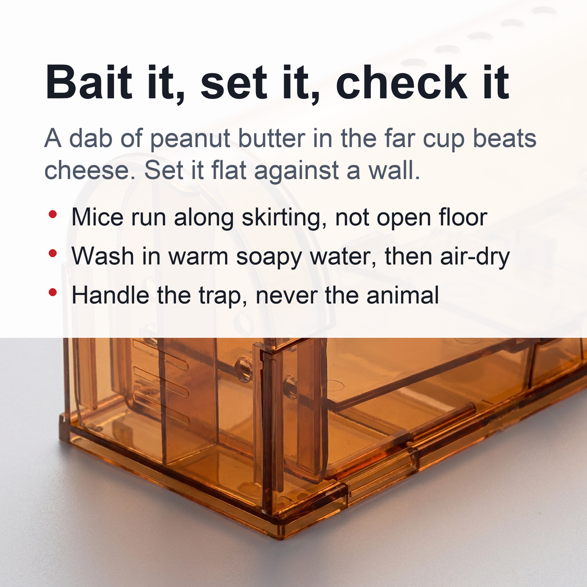 Reusable Humane Mouse Trap – Transparent Self-Locking Mousetrap for Indoor and Outdoor Rodent Control
