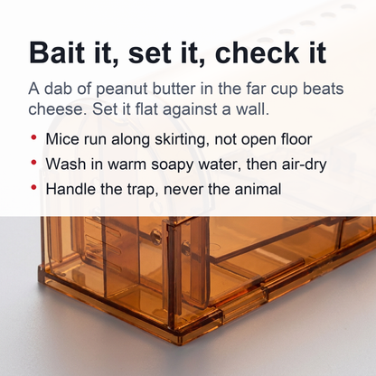 Reusable Humane Mouse Trap – Transparent Self-Locking Mousetrap for Indoor and Outdoor Rodent Control