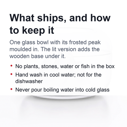 Snow Mountain Glass Bowl – Decorative Tabletop Centerpiece with a Frosted Glass Peak