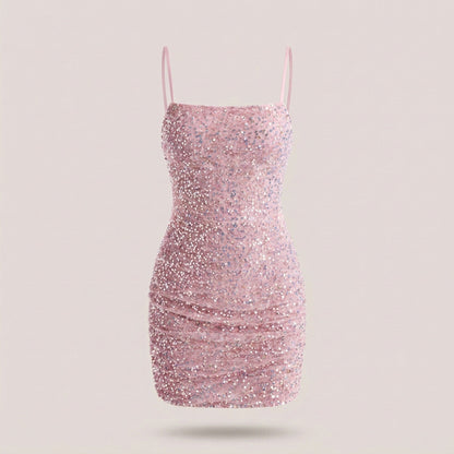Sequin Backless Mini Dress – Sexy Bodycon Birthday & Club Party Dress for Women’s Night Out