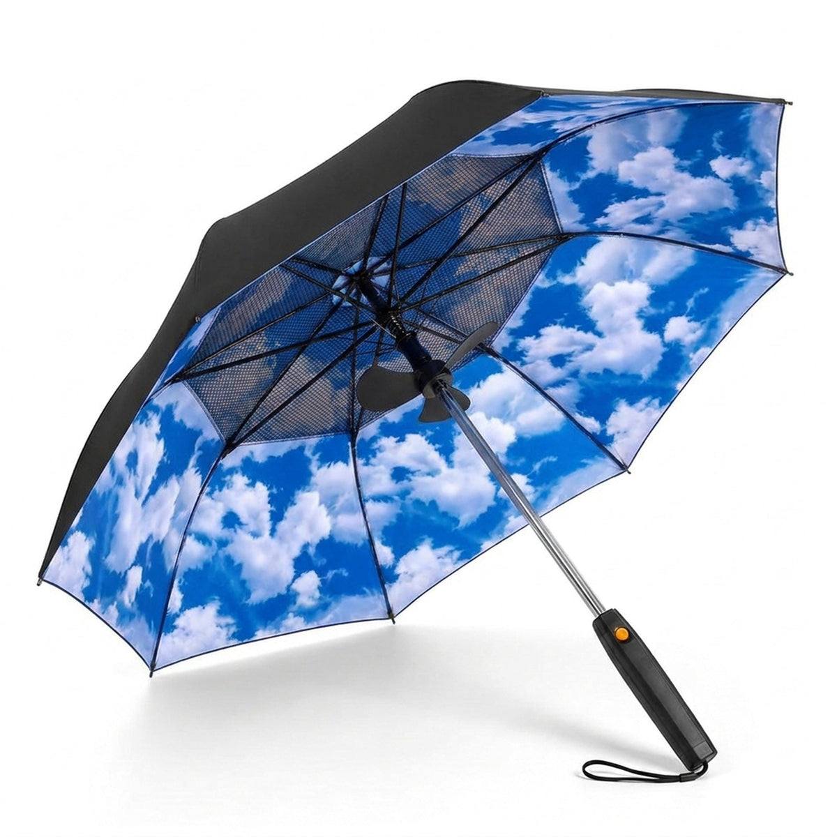 Misting Fan Umbrella – Full-Size Shade with a Built-In Fan and Hand-Pump Mist