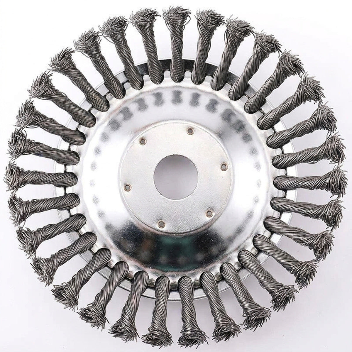 Heavy-Duty Mower Wire Weeding Wheel – Universal Lawn Mower Accessory with 6" and 8" Twisted Wire Heads for Fast, Efficient Garden Cleaning