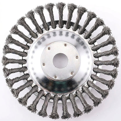 Heavy-Duty Mower Wire Weeding Wheel – Universal Lawn Mower Accessory with 6" and 8" Twisted Wire Heads for Fast, Efficient Garden Cleaning