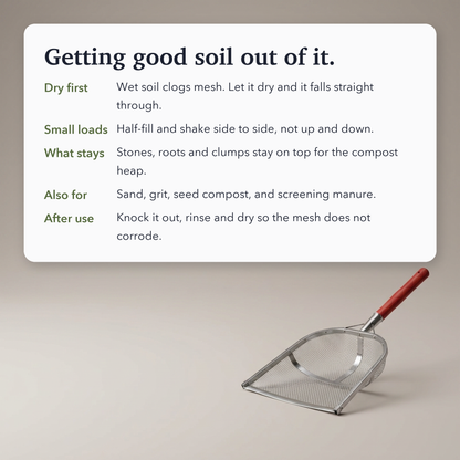 Garden Sieve & Sifting Scoop Set – Heavy-Duty Steel Riddle and Scoop for Soil, Sand and Compost