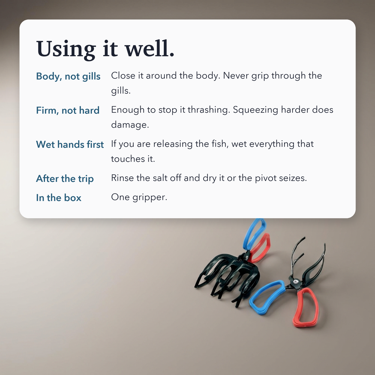 Fish Gripper – Steel Clamp Tool for Safe One-Handed Fish Handling