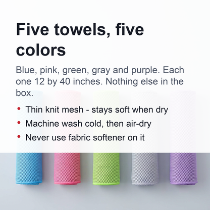 Instant Chill Cooling Towels – 5-Pack Sweat Towels for Neck & Face, Ideal for Gym, Running, Yoga & Outdoor Sports