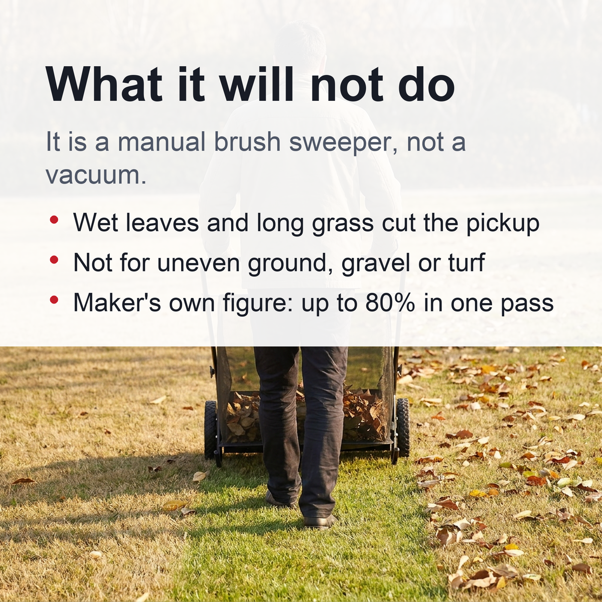 Push Lawn Sweeper - 26 in Sweeping Path, 7 cu ft Mesh Hopper, Four Spinning Brushes, No Fuel or Cord
