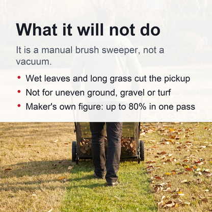 Push Lawn Sweeper - 26 in Sweeping Path, 7 cu ft Mesh Hopper, Four Spinning Brushes, No Fuel or Cord