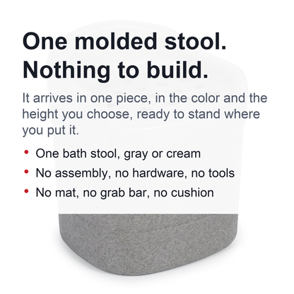 Molded Foam Bath Stool – Wide Curved-Back Shower Seat, in Gray or Cream