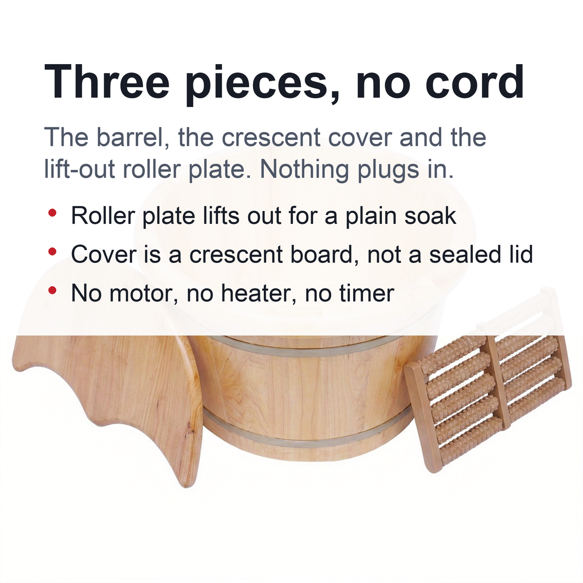Premium Cedar Wood Foot Bath Bucket – Built-In Massage Roller & Heat Preservation for Ultimate Foot Soak Relaxation & Tension Relief