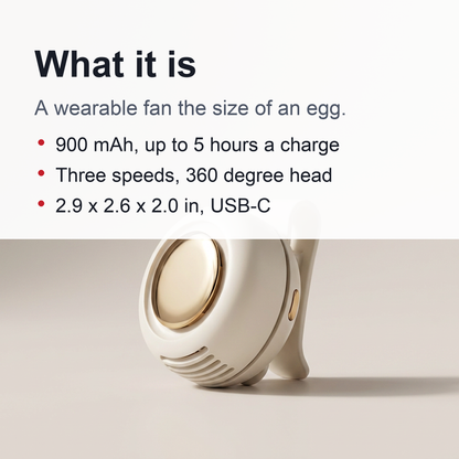 Waist Hanging Small Whirlwind Fan - Portable Fan Clip-On Quiet Mini Leafless 360° Wind Direction