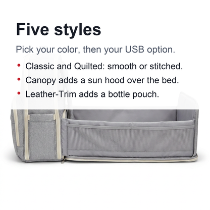 Fold-Out Diaper Bag Backpack — Opens Into a Changing Station