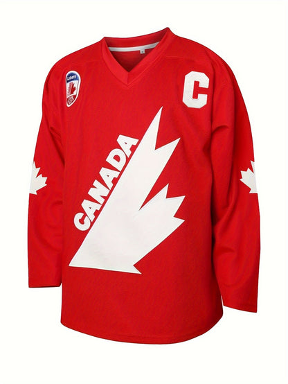 Maple Leaf Hockey Sweatshirt – Embroidered Sports-Inspired Streetwear with Breathable Comfort