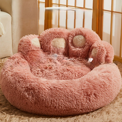 Plush Bear Paw Pet Bed - 6 Color Extra Large, Cozy All-Season Nest for Cats & Dogs, No Assembly Needed
