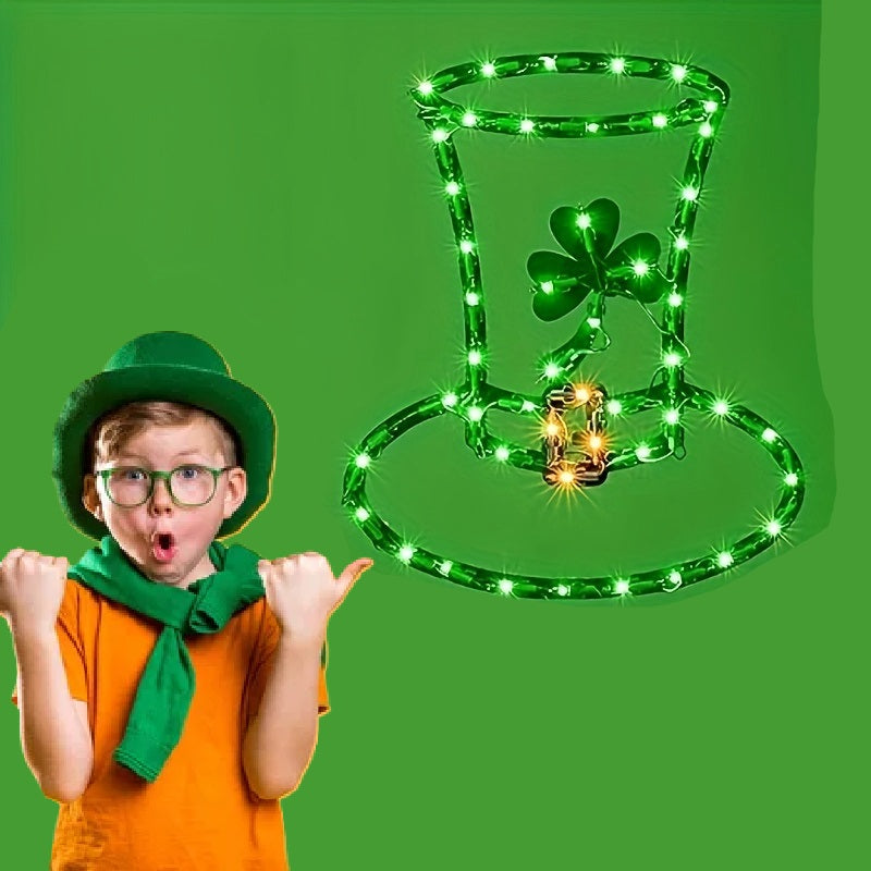Lighted Irish Shamrock Window Decoration – 15" Radiant Green Silhouette Adds Festive Glow to St. Patrick’s Day Celebrations
