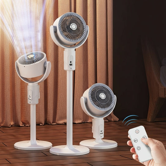 Automatic Rotating Floor Fan – Adjustable Height & Wind Speed, Aromatherapy & Mosquito Repellent Feature, Remote Control