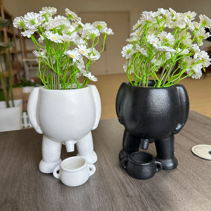 Whimsical Human-Shaped Flower Pot – Novelty Resin Succulent Planter with Drainage for Funny Indoor and Outdoor Garden Decor