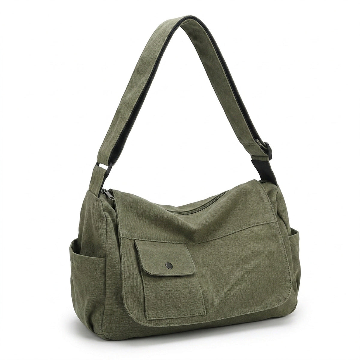 Casual Canvas Messenger Bag – Versatile Large-Capacity Flip Shoulder Book Bag for Students, Adjustable Unisex Crossbody Bag for School & Daily Use